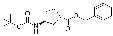 structure of CAS# 122536-74-7, (S)-3-[[(tert-Butoxyl)carbonyl]amino]-1-pyrrolidinecarboxylic acid phenylmethyl ester