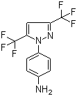 4-(3,5-Bis(trifluoromethyl)-1H-pyrazol-1-yl)phenylamine molecular structure (CAS 123066-64-8)