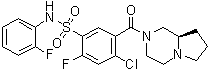 structure of CAS# 1235560-28-7, 4-Chloro-2-fluoro-N-(2-fluorophenyl)-5-[[(8aR)-hexahydropyrrolo[1,2-a]pyrazin-2(1H)-yl]carbonyl]benzenesulfonamide;ABT 639