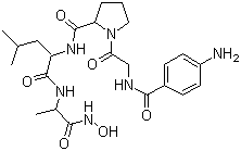 structure of CAS# 124168-73-6, 4-Aminobenzoyl-Gly-Pro-D-Leu-D-Ala hydroxamic acid;4-Abz-Gly-Pro-D-Leu-D-Ala-NHOH