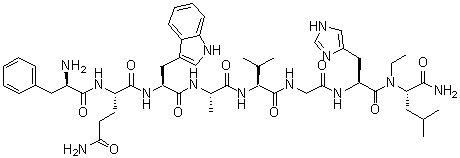 D-苯丙氨酰-L-谷氨酰胺酰-L-色氨酰-L-丙氨酰-L-缬氨酰甘氨酰-L-组氨酰-N-乙基-L-亮氨酰胺分子结构 (CAS 124199-90-2)