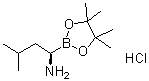 structure of CAS# 1243174-57-3, (R)-1-Amino-3-methylbutan-1-boronic acid pinacol ester hydrochloride;(alphaR)-4,4,5,5-Tetramethyl-alpha-(2-methylpropyl)-1,3,2-dioxaborolane-2-methanamine hydrochloride (1:1)