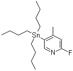 structure of CAS# 1245816-06-1, 2-Fluoro-4-methyl-5-(tributylstannyl)pyridine