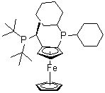 structure of CAS# 1246841-00-8, (2S)-1-[(1S)-1-[Bis(1,1-dimethylethyl)phosphino]ethyl]-2-(dicyclohexylphosphino)ferrocene