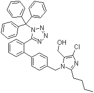 [2-Butyl-4-chloro-1-[(2'-(1-trityl-1H-tetrazol-5-yl)biphenyl-4-yl)methyl]-1H-imidazol-5-yl]methanol  molecular structure (CAS 124751-00-4)