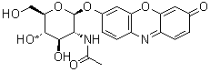 structure of CAS# 124762-32-9, 7-[[2-(Acetylamino)-2-deoxy-beta-D-glucopyranosyl]oxy]-3H-phenoxazin-3-one