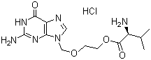 structure of CAS# 124832-27-5, Valacyclovir hydrochloride;9-((2-Hydroxy-ethoxy)methyl)guanine L-valine ester hydrochloride