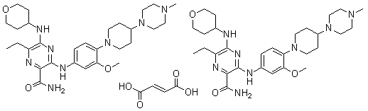 结构式 CAS# 1254053-84-3, Gilteritinib fumarate