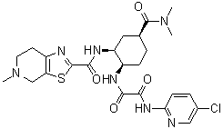 结构式 CAS# 1255529-25-9, N-(5-氯吡啶-2-基)-N'-[(1R,2S,4S)-4-[(二甲基氨基)羰基]-2-[[(5-甲基-4,5,6,7-四氢噻唑并[5,4-c]吡啶-2-基)羰基]氨基]环己基]草酸二酰胺