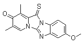 8-Methoxy-1,3-dimethyl-12-thioxo-pyrido[1',2':3,4]imidazo[1,2-a]benzimidazol-2(12H)-one molecular structure (CAS 125656-82-8)