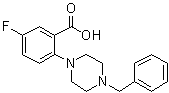 结构式 CAS# 1256633-38-1, 5-氟-2-[4-(苯基甲基)-1-哌嗪基]苯甲酸