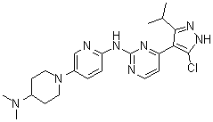 结构式 CAS# 1256963-02-6, 4-(5-氯-3-异丙基-1H-吡唑-4-基)-N-(5-(4-(二甲基氨基)哌啶-1-基)吡啶-2-基)嘧啶-2-胺