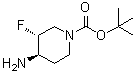 结构式 CAS# 1260612-08-5, (3R,4R)-4-氨基-3-氟-1-哌啶羧酸叔丁酯