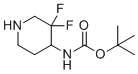 structure of CAS# 1263180-22-8, 4-(Boc-amino)-3,3-difluoropiperidine
