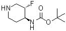 structure of CAS# 1268520-95-1, rel-N-[(3R,4R)-3-Fluoro-4-piperidinyl]carbamic acid 1,1-dimethylethyl ester;tert-Butyl (trans)-3-fluoropiperidin-4-ylcarbamate