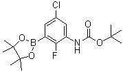 structure of CAS# 1269440-69-8, N-[5-Chloro-2-fluoro-3-(4,4,5,5-tetramethyl-1,3,2-dioxaborolan-2-yl)phenyl]carbamic acid 1,1-dimethylethyl ester;tert-butyl N-[5-chloro-2-fluoro-3-(4,4,5,5-tetramethyl-1,3,2-dioxaborolan-2-yl)phenyl]carbamate