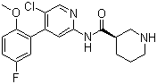 结构式 CAS# 1269815-17-9, Novartis; (3R)-N-[5-氯-4-(5-氟-2-甲氧基苯基)-2-吡啶基]-3-哌啶甲酰胺