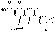 structure of CAS# 127254-10-8, Sitafloxacin;7-[(4S)-4-Amino-6-azaspiro[2.4]heptan-6-yl]-8-chloro-6-fluoro-1-[(1R,2S)-2-fluorocyclopropyl]-4-oxoquinoline-3-carboxylic acid