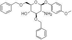 structure of CAS# 1272755-07-3, 4-Methoxyphenyl 2-amino-2-deoxy-3,6-bis-O-(phenylmethyl)-beta-D-glucopyranoside