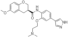 结构式 CAS# 1273579-40-0, (3S)-N-[2-[2-(二甲基氨基)乙氧基]-4-(1H-吡唑-4-基)苯基]-3,4-二氢-6-甲氧基-2H-1-苯并吡喃-3-甲酰胺