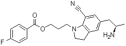 4-Fluorobenzoic acid 3-[5-[(2R)-2-aminopropyl]-7-cyano-2,3-dihydro-1H-indol-1-yl]propyl ester molecular structure (CAS 1277178-52-5)