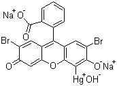红汞分子结构 (CAS 129-16-8)