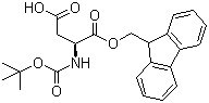 结构式 CAS# 129046-87-3, N-叔丁氧羰基-L-天冬氨酸 1-(9H-芴-9-基甲基)酯