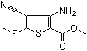 结构式 CAS# 129332-45-2, 3-氨基-4-氰基-5-(甲硫基)-2-噻吩甲酸甲酯