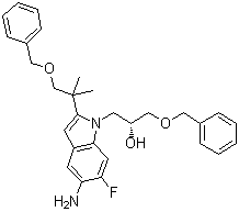 结构式 CAS# 1294504-67-8, (alphaR)-5-氨基-2-[1,1-二甲基-2-(苯基甲氧基)乙基]-6-氟-alpha-[(苯基甲氧基)甲基]-1H-吲哚-1-乙醇