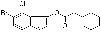 structure of CAS# 129541-42-0, Octanoic acid 5-bromo-4-chloro-1H-indol-3-yl ester;(5-bromo-4-chloro-1H-indol-3-yl) octanoate