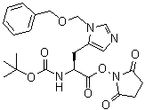 (S)-[2-[(2,5-Dioxo-1-pyrrolidinyl)oxy]-2-oxo-1-[[1-[(phenylmethoxy)methyl]-1H-imidazol-5-yl]methyl]ethyl]carbamic acid 1,1-dimethylethyl ester molecular structure (CAS 129672-10-2)
