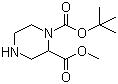 结构式 CAS# 129799-15-1, N-1-Boc-2-哌嗪甲酸甲酯; 哌嗪-1,2-二甲酸-1-叔丁酯-2-甲酯