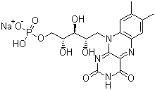 结构式 CAS# 130-40-5, 核黄素磷酸钠; 维生素 B2 磷酸钠; 黄素单核苷酸钠; 核黄素-5'-(二氢磷酸酯)单钠盐