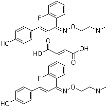 structure of CAS# 130580-02-8, Eplivanserin hemifumarate;(Z,E)-1-(2-Fluorophenyl)-3-(4-hydroxyphenyl)-2-propen-1-one O-[2-(dimethylamino)ethyl]oxime fumarate (2:1)