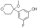 结构式 CAS# 130723-09-0, 3-氟-5-(四氢-4-甲氧基-2H-吡喃-4-基)苯酚