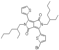 structure of CAS# 1308671-90-0, 3-(5-Bromo-2-thienyl)-2,5-bis(2-ethylhexyl)-2,5-dihydro-6-(2-thienyl)pyrrolo[3,4-c]pyrrole-1,4-dione