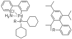 结构式 CAS# 1310584-14-5, (SP-4-4)-[2'-氨基联苯-2-基][二环己基[2',4',6'-三异丙基联苯-2-基]膦]氯化钯