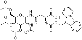 结构式 CAS# 131287-39-3, N-(9-芴甲氧羰基)-N'-(2-乙酰氨基-2-脱氧-3,4,6-三-O-乙酰基-beta-D-吡喃葡萄糖基)-L-天冬酰胺