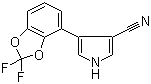 结构式 CAS# 131341-86-1, 咯菌腈; 咯菌酯; 4-(2,2-二氟-1,3-苯并二氧戊环-4-基)吡咯-3-腈