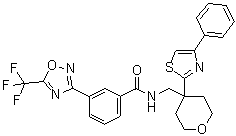 结构式 CAS# 1314890-29-3, N-[[四氢-4-(4-苯基-2-噻唑基)-2H-吡喃-4-基]甲基]-3-[5-(三氟甲基)-1,2,4-恶二唑-3-基]苯甲酰胺
