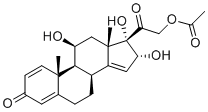 structure of CAS# 131918-72-4, Budesonide 1,4,14-Triene Triol Impurity;(11ß,16a)-21-(Acetyloxy)-11,16,17-trihydroxypregna-1,4,14-triene-3,20-dione