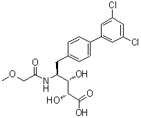 structure of CAS# 1319207-44-7, 4,5-Dideoxy-5-(3',5'-dichloro[1,1'-biphenyl]-4-yl)-4-[(2-methoxyacetyl)amino]-L-arabinonic acid;CC 0651