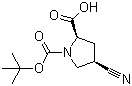structure of CAS# 132622-85-6, (2R,4R)-4-Cyanopyrrolidine-1,2-dicarboxylic acid 1-tert-butyl ester;(2R,4R)-4-Cyano-1,2-pyrrolidinedicarboxylic acid 1-(tert-butyl) ester