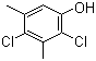structure of CAS# 133-53-9, 2,4-Dichloro-3,5-dimethylphenol;2,4-Dichloro-1,3-xylenol; 3,5-Dimethyl-2,4-dichlorophenol; Dichloroxylenol; 2,4-Dichloro-3,5-xylenol; Ottacide; DCMX