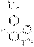 结构式 CAS# 1338540-63-8, (R)-9-[4-(1-氨基丙烷-2-基)苯基]-8-羟基-6-甲基噻吩并[2,3-c]喹啉-4(5H)-酮