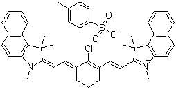 结构式 CAS# 134127-48-3, 2-[2-[2-氯-3-[2-(1,3-二氢-1,1,3-三甲基-2H-苯并[e]吲哚-2-亚基)亚乙基]-1-环己烯-1-基]乙烯基]-1,1,3-三甲基-1H-苯并[e]吲哚鎓 4-甲基苯磺酸盐(1:1)