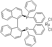 Dichloro[(R)-(+)-2,2'-bis(diphenylphosphino)-1,1'-binaphthyl]ruthenium (II) molecular structure (CAS 134524-84-8)