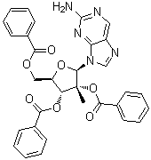 结构式 CAS# 1345969-99-4, 9-(2,3,5-三-O-苯甲酰基-2-C-甲基-beta-D-呋喃核糖基)-9H-嘌呤-2-胺