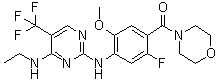 structure of CAS# 1351761-44-8, GNE 7915;[4-[[4-(Ethylamino)-5-(trifluoromethyl)-2-pyrimidinyl]amino]-2-fluoro-5-methoxyphenyl]-4-morpholinylmethanone