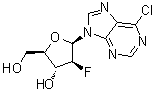 结构式 CAS# 135473-21-1, 6-氯-9-(2-脱氧-2-氟-beta-D-阿拉伯呋喃糖基)-9H-嘌呤